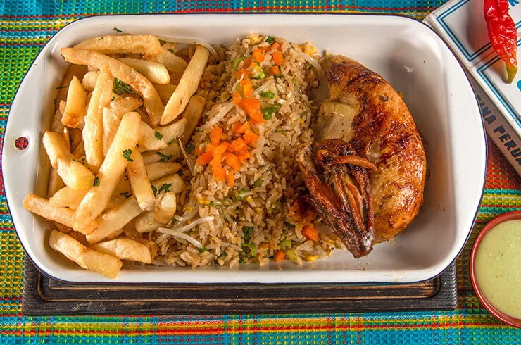 rice, fries & chicken