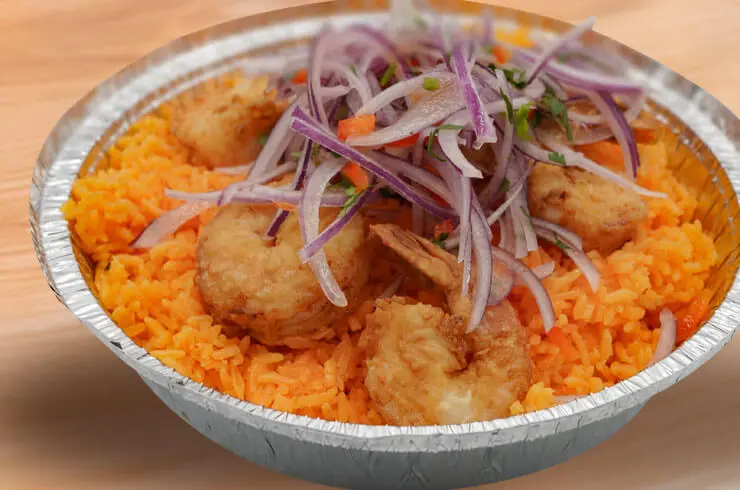 fried shrimps and rice